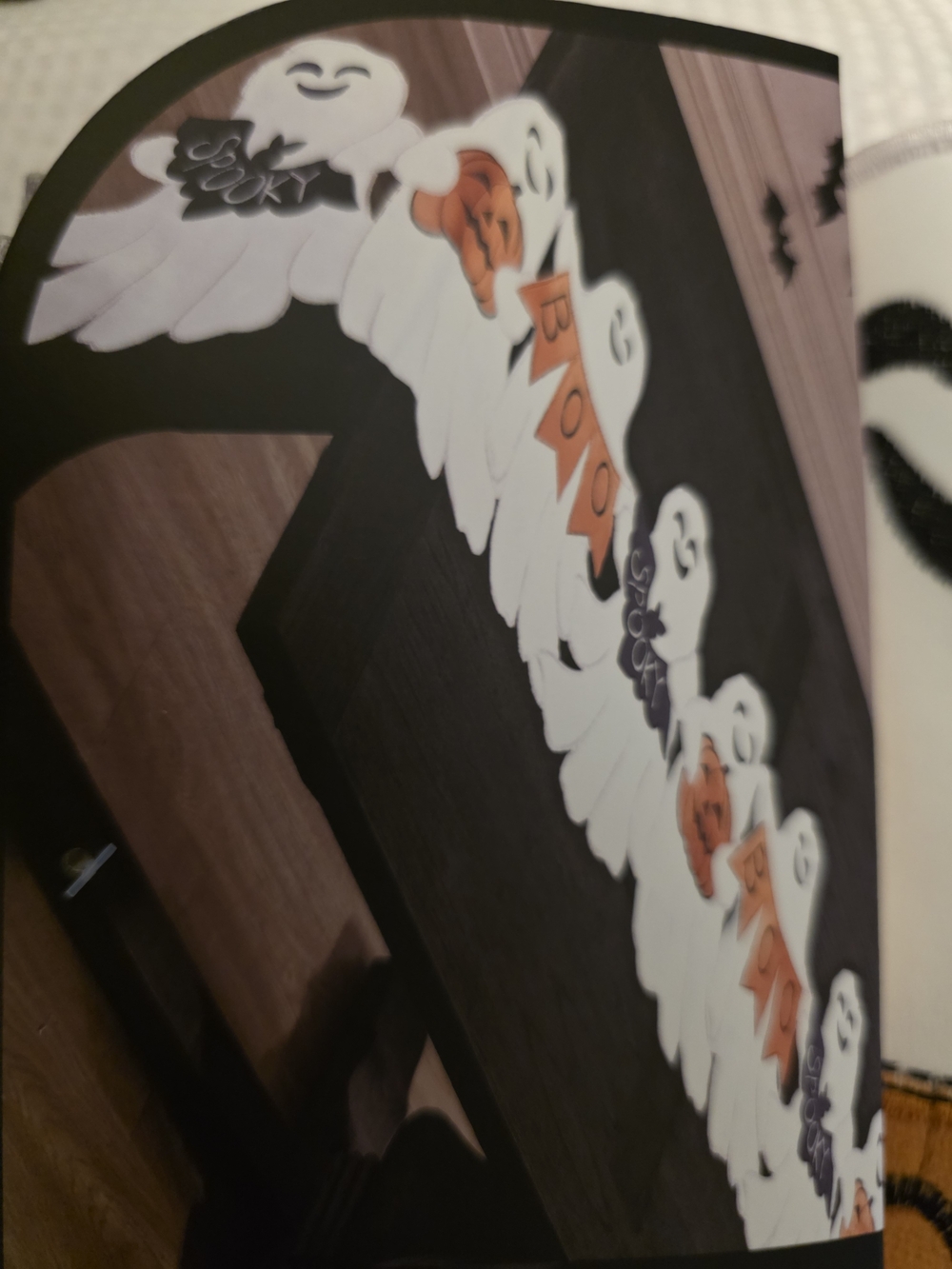 Halloween Ghost Table Runner - White, Orange, Black